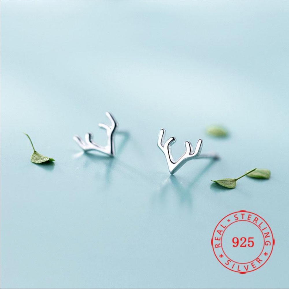 Silver Genuine S925 Antler Earrings